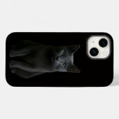 Black 4 Luxe iPhone 14 Case-Mate, Russian Blue Cat Case-Mate iPhoneケース (裏面 (横))