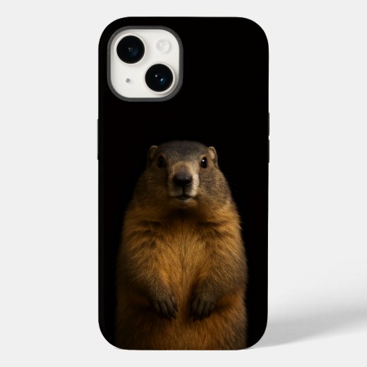 Black 4 Luxe iPhone 14 Mate, Fluffy Marmot Case-Mate iPhoneケース (裏面)