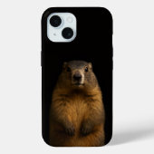 Black 4 Luxe iPhone 15 Case, Fluffy Marmot Case-Mate iPhoneケース (裏面)