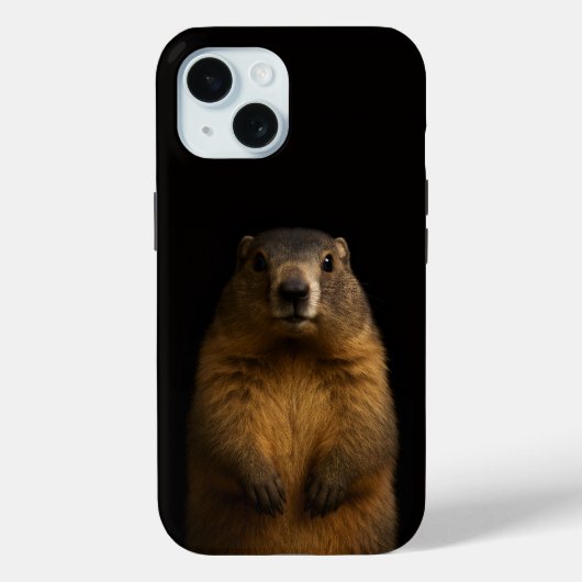 Black 4 Luxe iPhone 15 Case, Fluffy Marmot Case-Mate iPhoneケース (裏面)