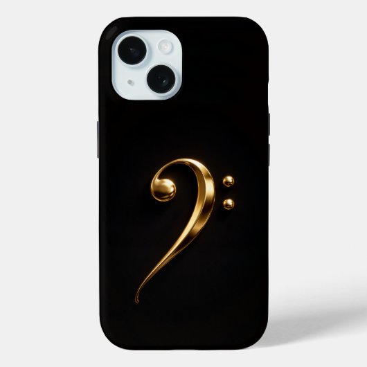 Black 4 Luxe iPhone 15 Case, Golden Bass Clef Case-Mate iPhoneケース (裏面)