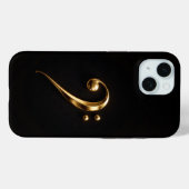 Black 4 Luxe iPhone 15 Case, Golden Bass Clef Case-Mate iPhoneケース (裏面 (横))