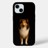 Black 4 Luxe iPhone 15 Case, Loyal Collie Dog Case-Mate iPhoneケース (裏面)