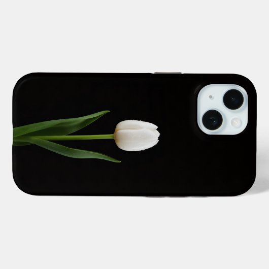 Black 4 Luxe iPhone 15 Case, Pearl White Tulip Case-Mate iPhoneケース (裏面 (横))