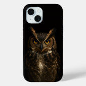 Black 4 Luxe iPhone 15, Golden Amber Eye Owl Case-Mate iPhoneケース (裏面)