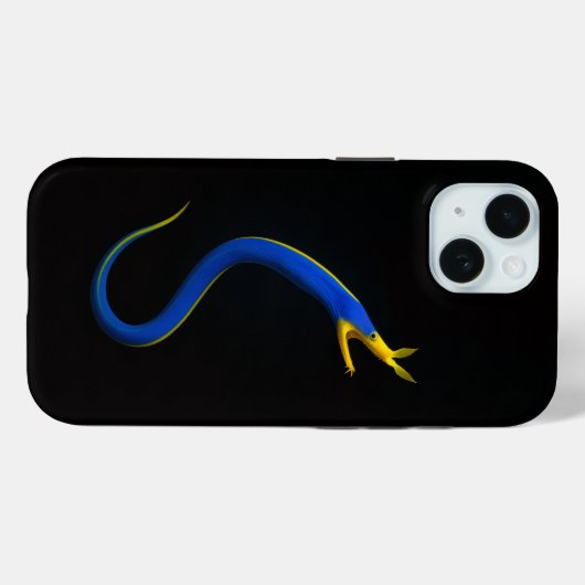 Black 4 Luxe iPhone 15 Mate, Blue Ribbon Eel Case-Mate iPhoneケース (裏面 (横))