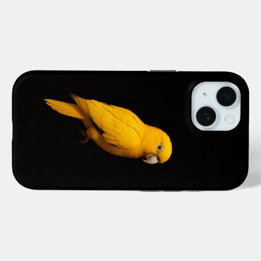 Black 4 Luxe iPhone 15 Mate, Golden Parakeet Case-Mate iPhoneケース (裏面 (横))