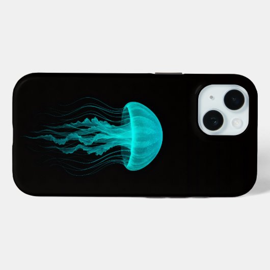 Black 4 Luxe iPhone 15 Mate, Green Jellyfish Case-Mate iPhoneケース (裏面 (横))