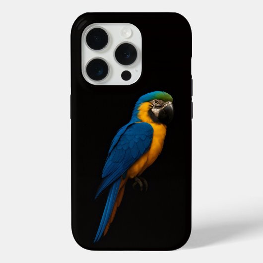 Black 4 Luxe iPhone 15 Pro Mate, Blue Yellow Macaw Case-Mate iPhoneケース (裏面)