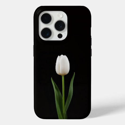 Black 4 Luxe iPhone 15 Pro Mate Pearl White Tulip Case-Mate iPhoneケース (裏面)