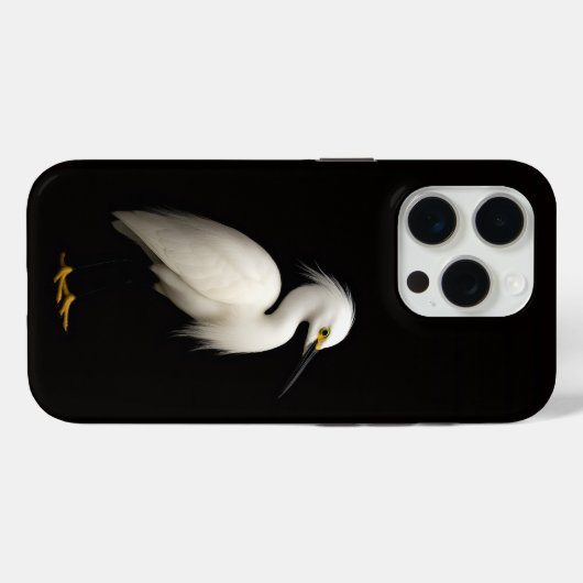 Black 4 Luxe iPhone 15 Pro Mate, Snowy Egret Case-Mate iPhoneケース (裏面 (横))