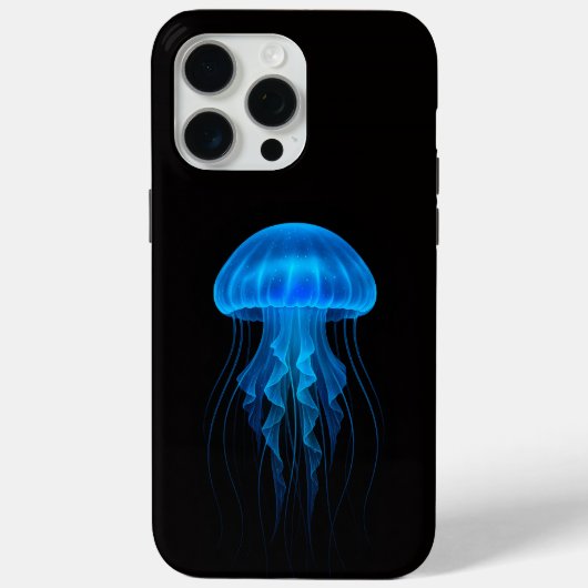 Black 4 Luxe iPhone 15 Pro Max、青いクラゲ Case-Mate iPhoneケース (裏面)