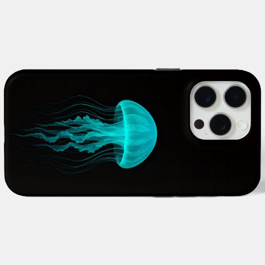 Black 4 Luxe iPhone 15 Pro Max, Green Jellyfish Case-Mate iPhoneケース (裏面 (横))