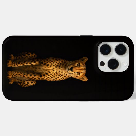Black 4 Luxe iPhone 15 Pro Max, Sleek Cheetah Case-Mate iPhoneケース (裏面 (横))