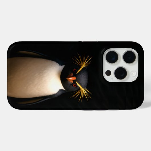 Black 4 Luxe iPhone 15 Pro, Rockhopper Penguin Case-Mate iPhoneケース (裏面 (横))