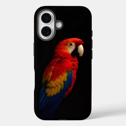Black 4 Luxe iPhone 16 Case-Mate, Scarlet Parrot Case-Mate iPhoneケース (裏面)