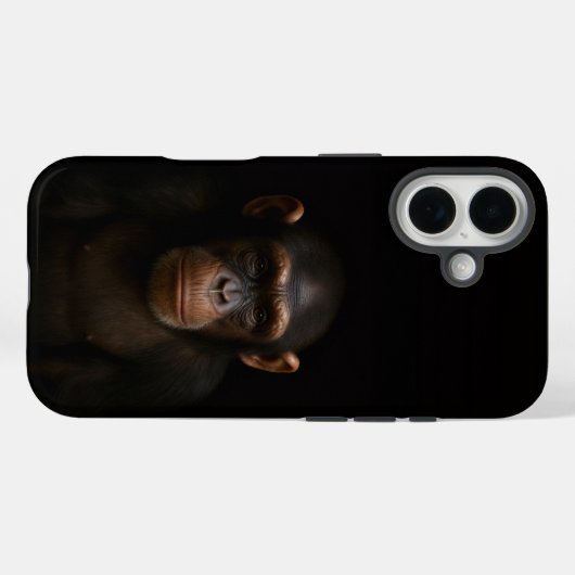 Black 4 Luxe iPhone 16 Mate, Serene Chimpanzee Case-Mate iPhoneケース (裏面 (横))