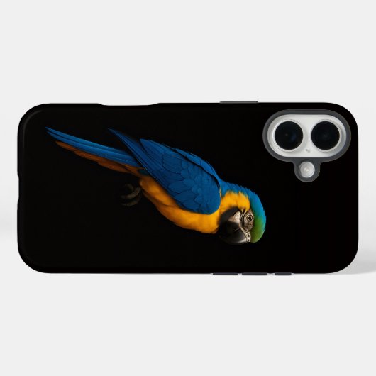 Black 4 Luxe iPhone 16 Plus, Blue Yellow Macaw Case-Mate iPhoneケース (裏面 (横))