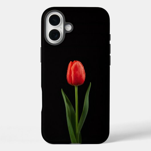 Black 4 Luxe iPhone 16 Plus, Ruby Red Tulip Case-Mate iPhoneケース (裏面)