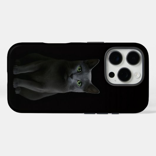 Black 4 Luxe iPhone 16 Pro, Russian Blue Cat Case-Mate iPhoneケース (裏面 (横))