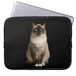 Black 4 Luxe Laptop Sleeve, Birmanese Cat ラップトップスリーブ