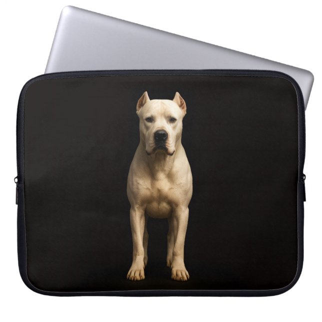 Black 4 Luxe Laptop Sleeve, Bold Dogo Argentino ラップトップスリーブ (正面)