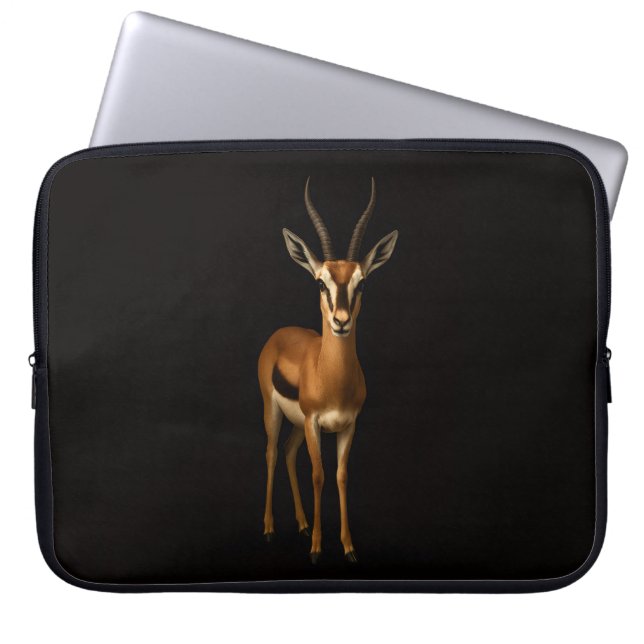 Black 4 Luxe Laptop Sleeve, Elegant Gazella ラップトップスリーブ (正面)