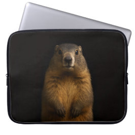 Black 4 Luxe Laptop Sleeve, Fluffy Marmot ラップトップスリーブ
