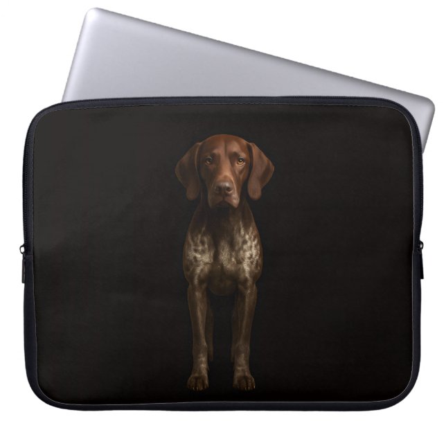 Black 4 Luxe Laptop Sleeve, German Pointer Dog ラップトップスリーブ (正面)