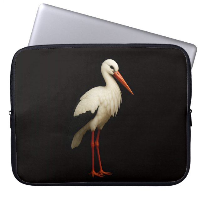 Black 4 Luxe Laptop Sleeve, Graceful Stork ラップトップスリーブ (正面)