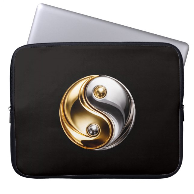 Black 4 Luxe Laptop Sleeve, Harmony Yin Yang ラップトップスリーブ (正面)