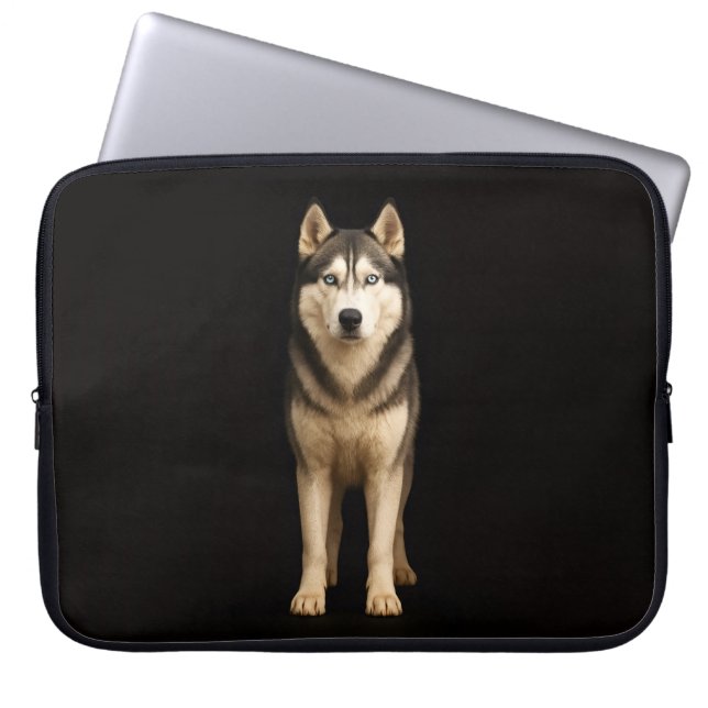 Black 4 Luxe Laptop Sleeve, Icy Elite Husky ラップトップスリーブ (正面)