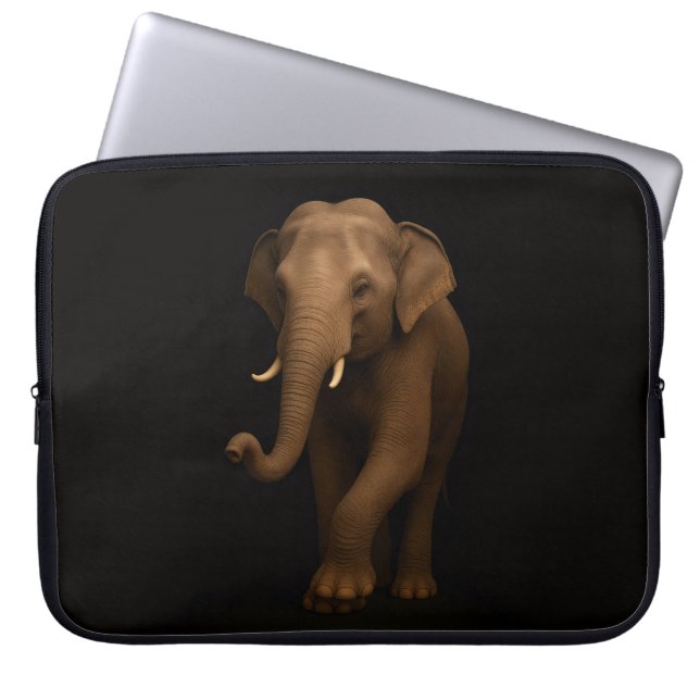 Black 4 Luxe Laptop Sleeve, Indian Elephant ラップトップスリーブ (正面)