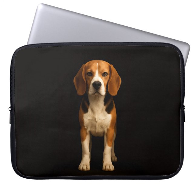 Black 4 Luxe Laptop Sleeve, Kind Beagle ラップトップスリーブ (正面)
