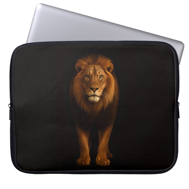Black 4 Luxe Laptop Sleeve, Majestic Lion ラップトップスリーブ (正面)