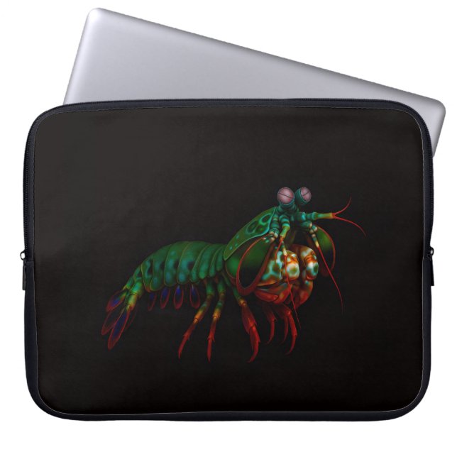 Black 4 Luxe Laptop Sleeve, Mantis Shrimp ラップトップスリーブ (正面)