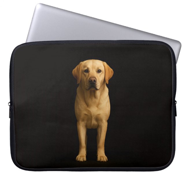 Black 4 Luxe Laptop Sleeve, Minimalist Labrador ラップトップスリーブ (正面)