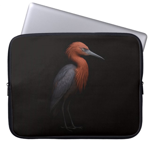 Black 4 Luxe Laptop Sleeve, Reddish Egret ラップトップスリーブ (正面)
