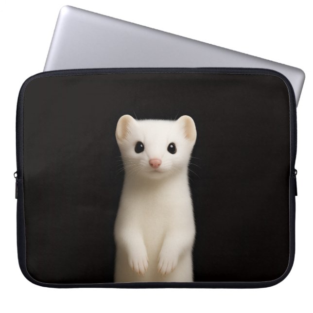 Black 4 Luxe Laptop Sleeve, Stylish Ermine ラップトップスリーブ (正面)