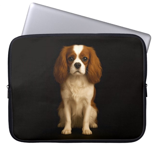 Black 4 Luxe Laptop Sleeve, Sweet Cavalier Spaniel ラップトップスリーブ (正面)