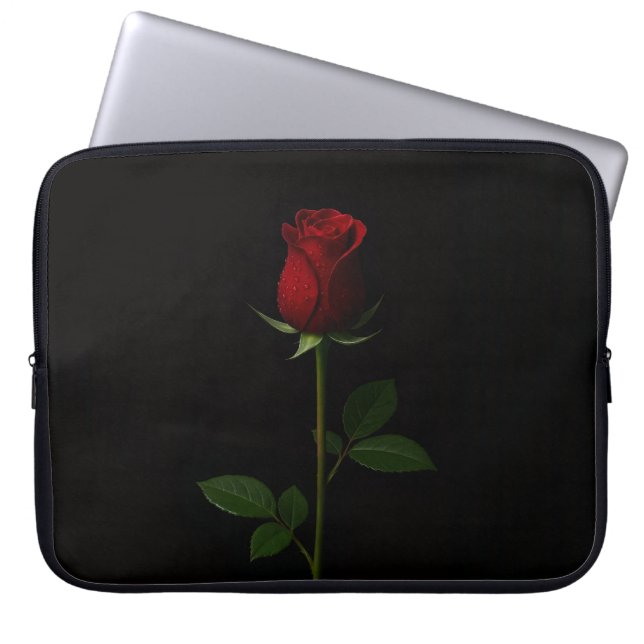 Black 4 Luxe Laptop Sleeve, Velvet Red Rose ラップトップスリーブ (正面)