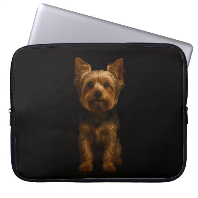 Black 4 Luxe Laptop Sleeve, Yorkshire Terrier ラップトップスリーブ (正面)
