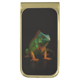 Black 4 Luxe Money Clip, Green Iguana ゴールド マネークリップ