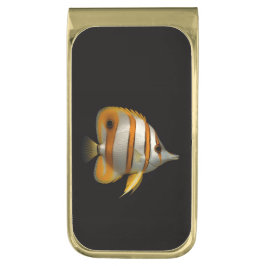 Black 4 Luxe Money Clip, Reef Butterflyfish ゴールド マネークリップ