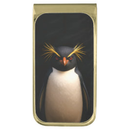 Black 4 Luxe Money Clip, Rockhopper Penguin ゴールド マネークリップ