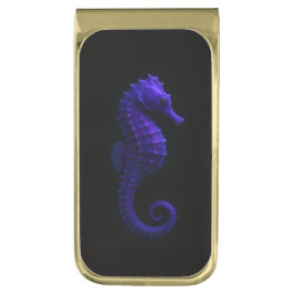 Black 4 Luxe Money Clip, Violet Seahorse ゴールド マネークリップ