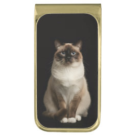 Black 4 Luxe Money Clip with Birmanese Cat ゴールド マネークリップ