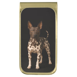 Black 4 Luxe Money Clip with Hairless Terrier ゴールド マネークリップ