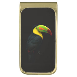 Black 4 Luxe Money Clip with Keel Billed Tucan ゴールド マネークリップ