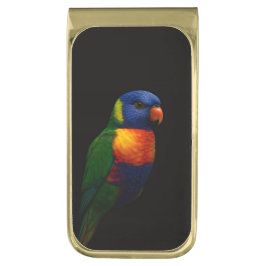 Black 4 Luxe Money Clip with Lorikeet Parrot ゴールド マネークリップ